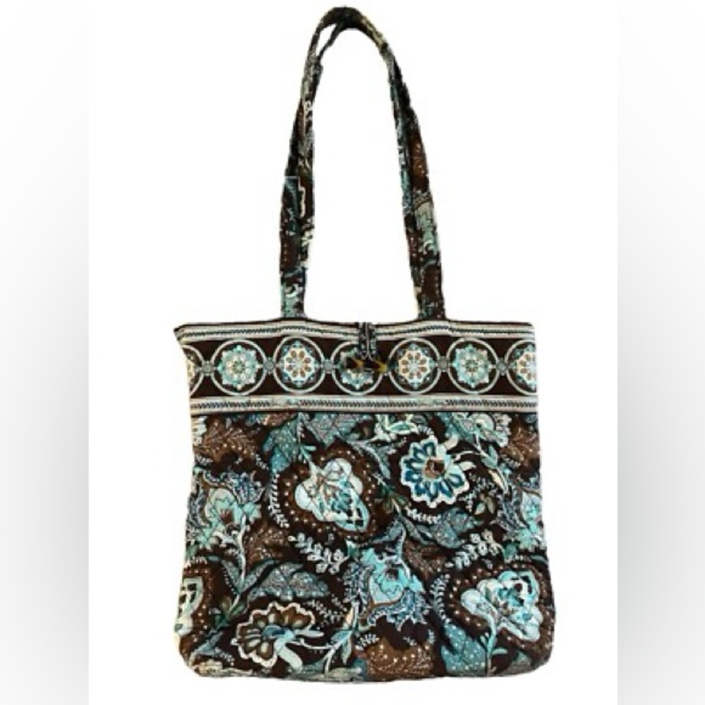 Vera Bradley Java brown blue paisley tote bag